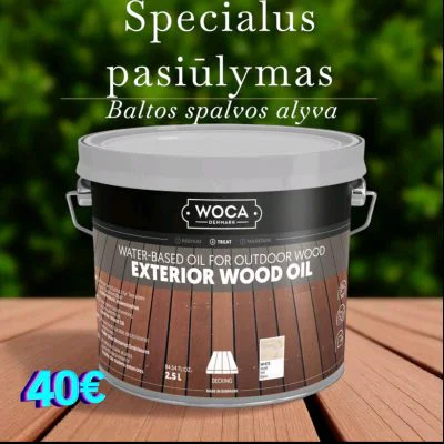 Balta alyva Alyva terasai su pigmentu Woca Exterior Oil 2,5 l